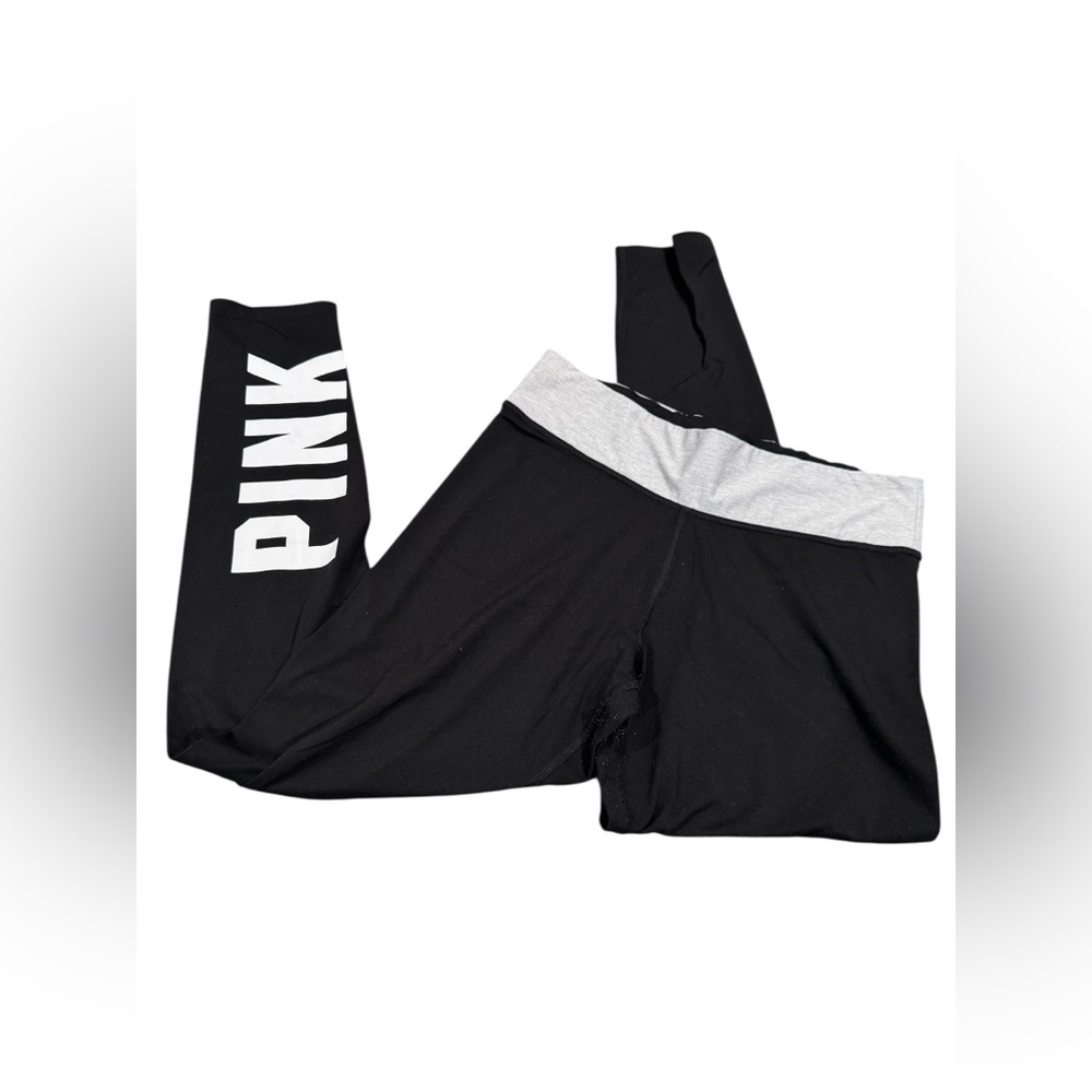 Black and Gray Leggings with PINK Logo on back‎